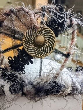 Crown With Decorative Textured  Vintage Button